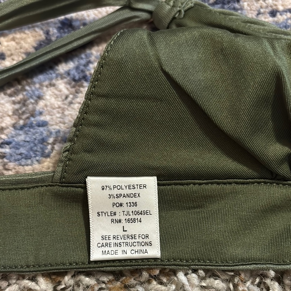 JLUXLABEL Green Ribbed Ruched Sleeveless Bra - Picture 6 of 7